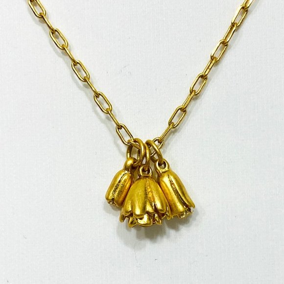 Madewell Gold Tone Rose & Buds Necklace - 15" + 2.5" Extender